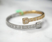 Baguette Diamond Bangle Size 7.5 Inches 14k Yellow/White Gold