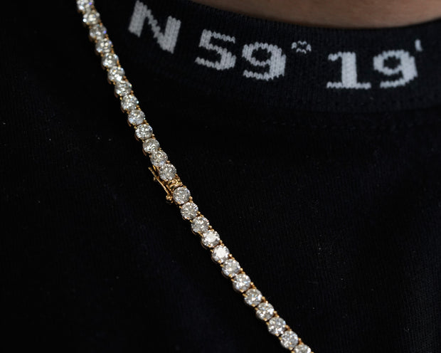 36.8 CT Diamond Tennis Chain 14K Yellow Gold