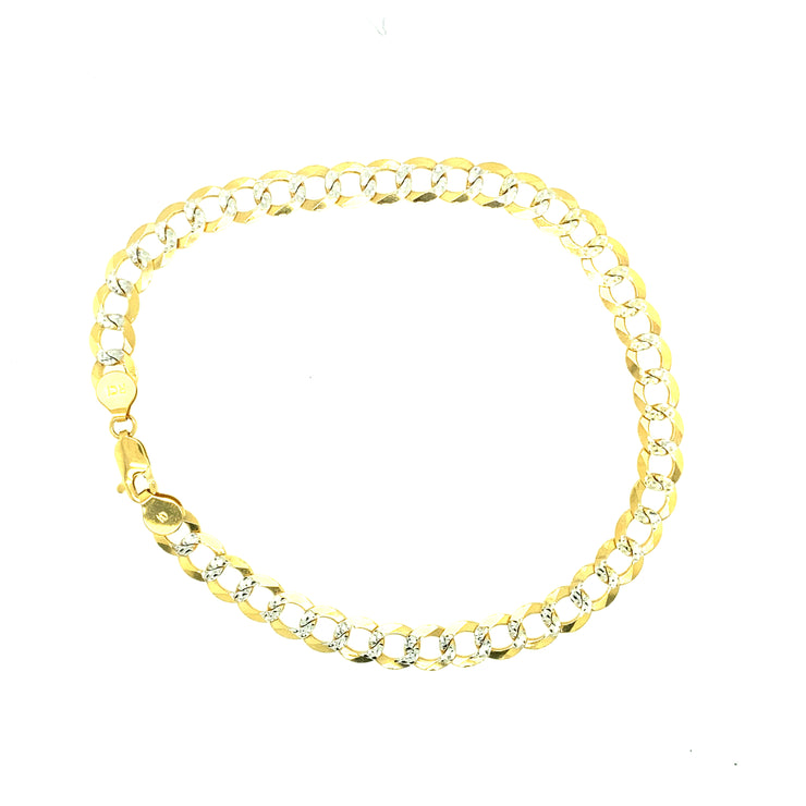 Two Tone Curb Cuban Anklet 14K