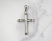 Cross Slopped 1.5in 14k White Gold