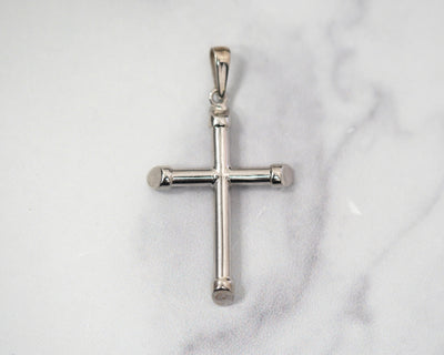 Cross Slopped 1.5in 14k White Gold