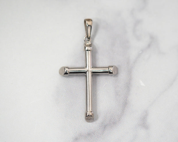 Cross Slopped 1.5in 14k White Gold