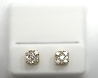 0.75 Ct Diamond Square Studs 14K Yellow Gold