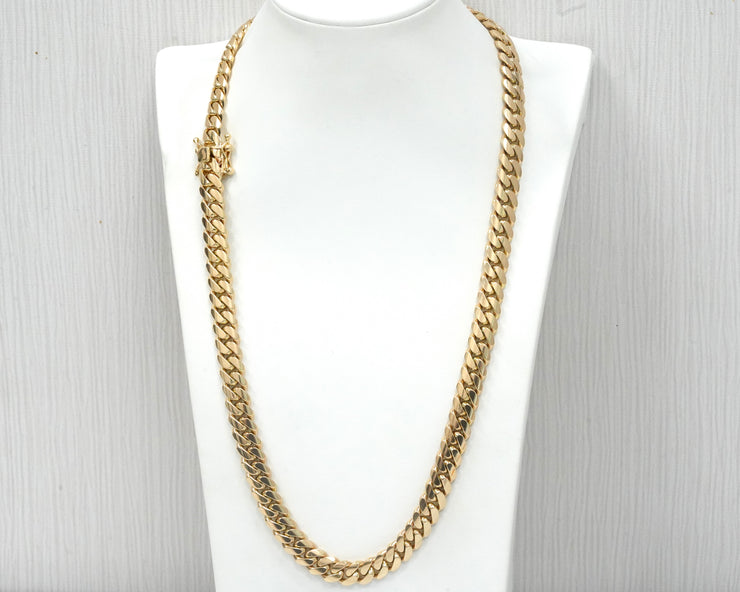 Solid Miami Cuban Chain 14K Yellow Gold 10.5MM