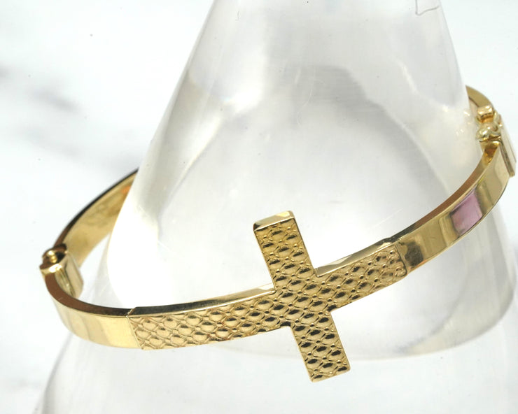 Cross Bangle 14K Yellow Gold