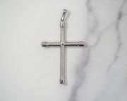 Cross Slopped 2in 14k White Gold